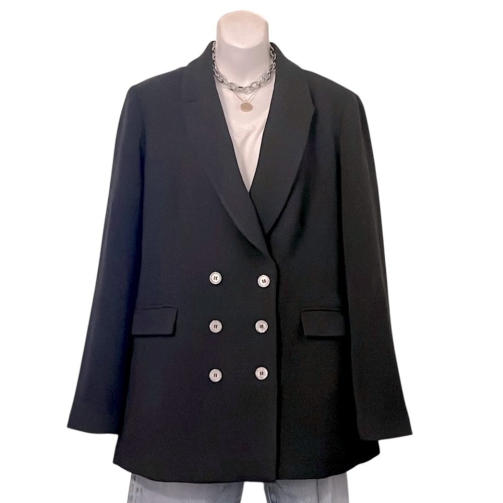 Catherine Malandrino Black Double Breasted Classic Blazer Sz 14